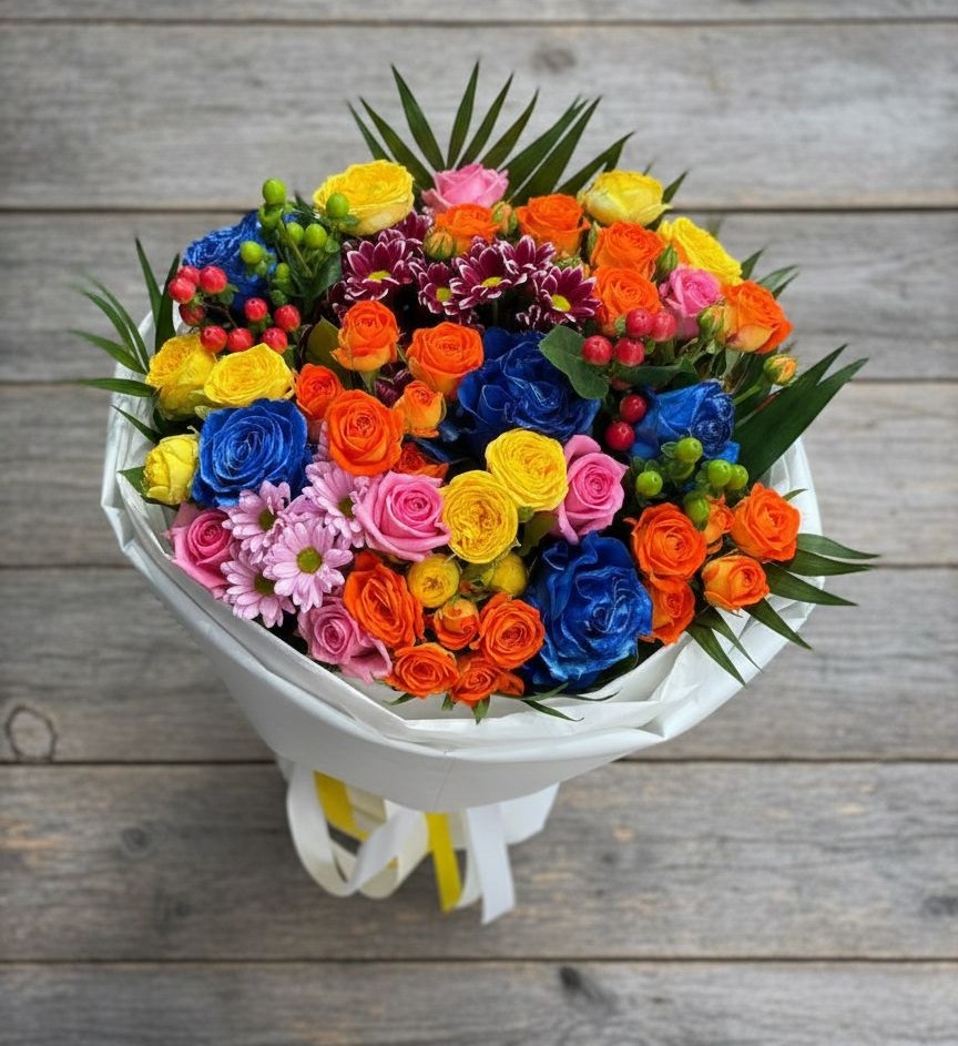 Букет цветов из: Розы и Хризантемы в Нарышкино