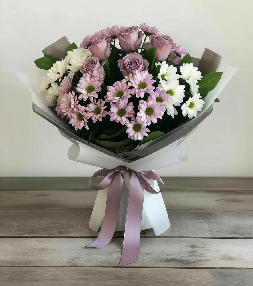 Букет цветов из: Хризантемы и Розы в Нарышкино