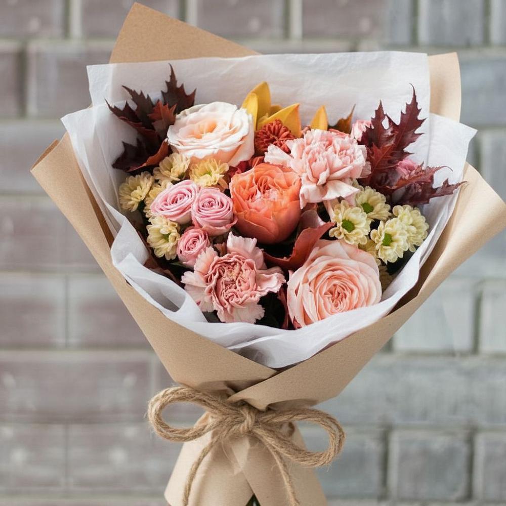 Букет цветов из: Гвоздики, Хризантемы и Розы в Нарышкино