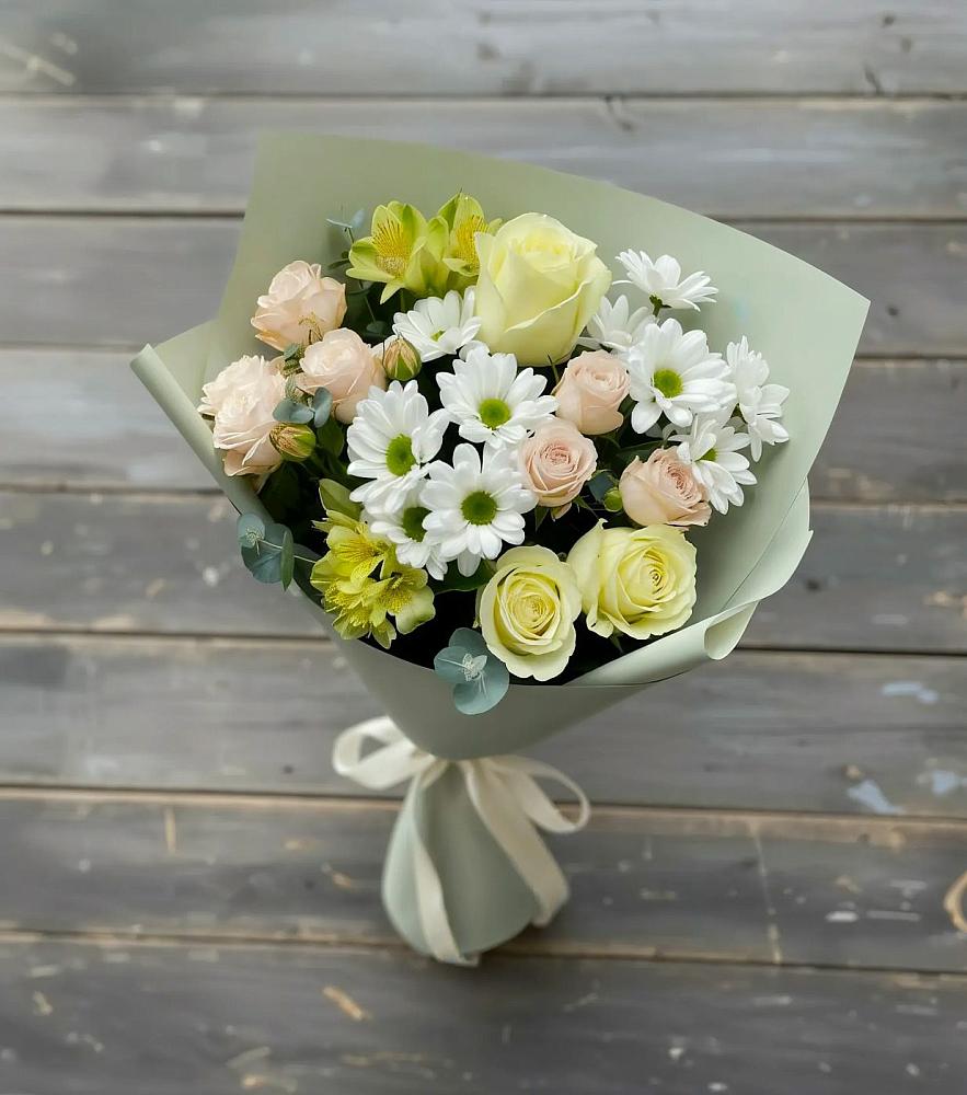 Букет цветов из: Альстромерии, Розы и Хризантемы в Нарышкино