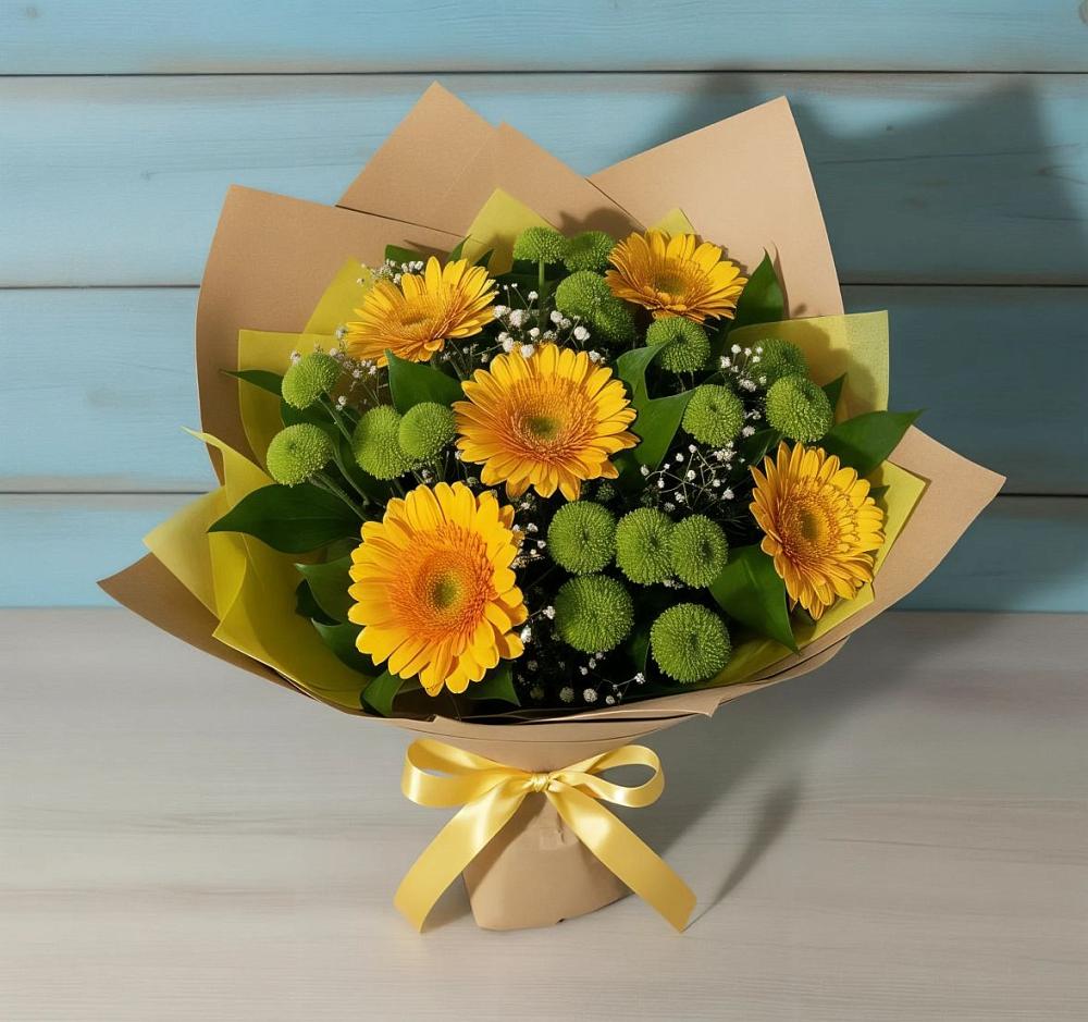 Букет цветов из: Герберы и Хризантемы в Нарышкино