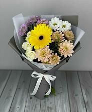 Букет цветов из:  Розы, Герберы и Хризантемы в Нарышкино
