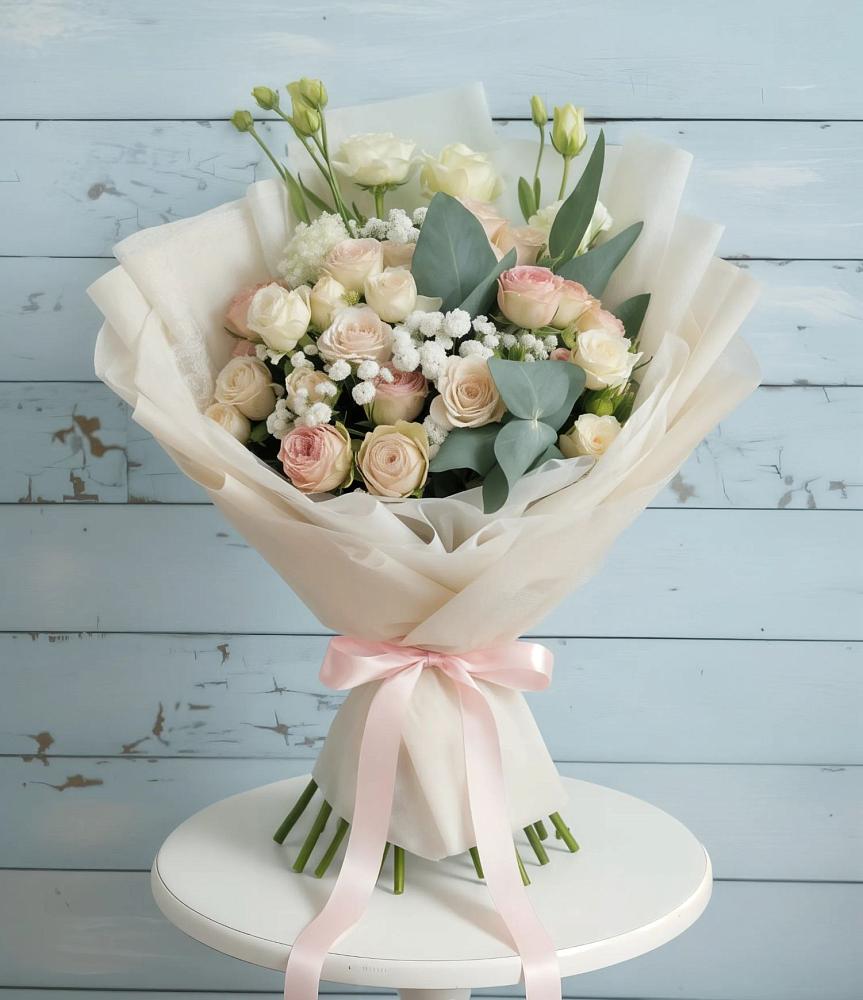 Букет цветов из: Розы и Лизиантусы в Нарышкино