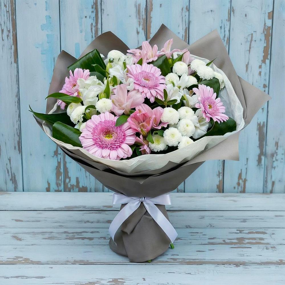 Букет цветов из: Герберы, Альстромерии и Хризантемы в Нарышкино