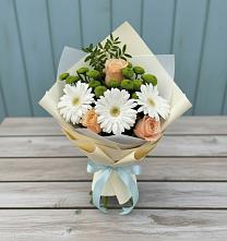 Букет цветов из:  Герберы, Розы и Хризантемы #REPLACE_PRED# Нарышкино