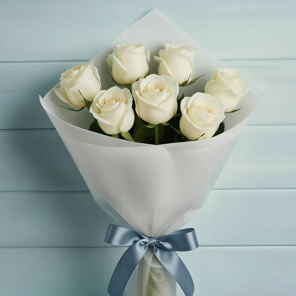 Букет 7 Белых роз Эдлесс Лав в Нарышкино