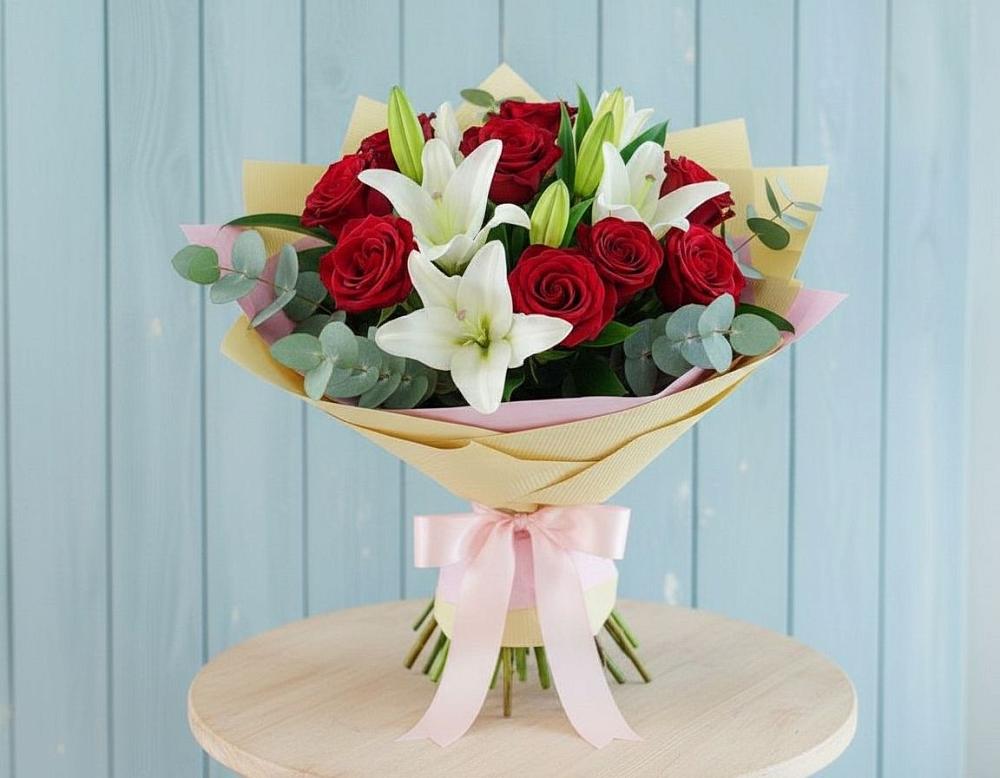 Букет цветов из: Лилии и Розы в Нарышкино